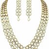 I Jewels I Jewels Indian Bollywood Gold Plated Faux 3 Layered Kundan Party Wear Jewelry Set For Women (Ij301) Jewelry Sets