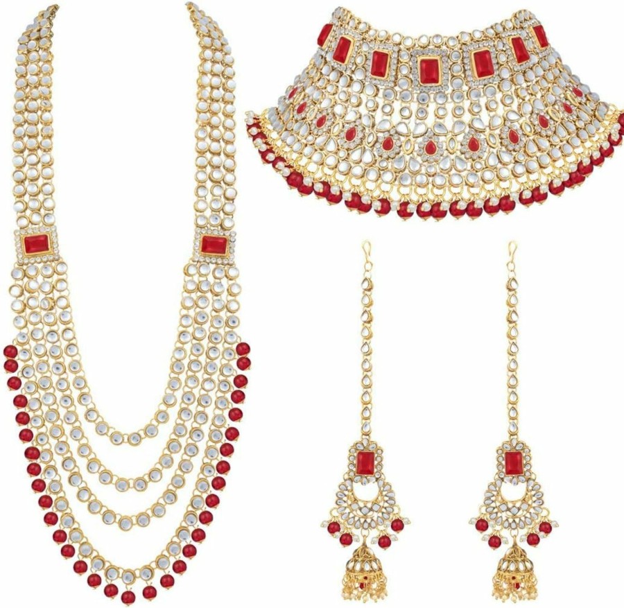 I Jewels I Jewels Traditional Ethnic Indian Kundan Dulhan Bridal Jewellery Set For Women Jewelry Sets