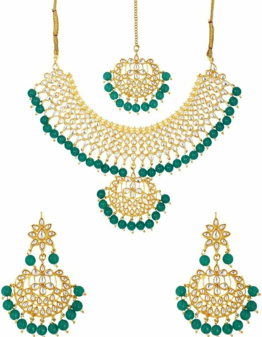 Efulgenz Efulgenz Indian Bollywood Faux Pearl Earrings Set Choker Necklace Gold Tone Wedding Bridal Jewelry Set For Women Jewelry Sets