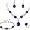 BriLove Brilove Women'S Wedding Bridal Crystal Floral Leaf Teardrop Y-Necklace Bracelet Earrings Ring Set Jewelry Sets