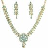 Touchstone Touchstone Indian Bollywood Traditional Floral Theme Rhinestone Bridal Designer Jewelry Necklace Set For Women In Antique Gold Or White Tone Jewelry Sets