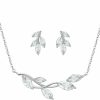 SWEETV Sweetv Wedding Jewelry Set For Bride Bridesmaid, Cubic Zirconia Leaf Vine Wedding Earrings Necklace Bracelet Set, Bridal Jewelry Set For Wedding Prom Jewelry Sets