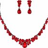 EVER FAITH Ever Faith Rhinestone Crystal Elegant Bridal Floral Teardrop Necklace Earrings Set Jewelry Sets