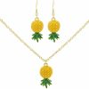 Fuqimanman2020 Fuqimanman2020 Tropical Fruit Jewelry Set Green Leaf Yellow Pineapple Earrings Pendant Necklace Jewelry For Women Girls Jewelry Sets