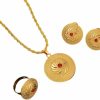 N-Made Beautifull N-Made Beautifull Ethiopian Jewelry For Women Set - Ethiopian Traditional Jewelry - Ethiopian Set Jewelry Necklace Earrings Ring Gold Color African Bridal Sets Eritrean Wedding Set Party Gifts Jewelry Sets