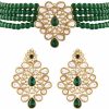 I Jewels I Jewels 18K Gold Plated Indian Wedding Bollywood Kundan With Pearl Choker Necklace Set & Maang Tikka For Women/Girls (Ml26-68) Jewelry Sets