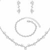 LOYALLOOK Loyallook Crystal Silver Necklace And Earrings With Crystal Bracelet For Women Teardrop Dangle Earrings Rhinestone Necklace Bracelet For Bride Bridesmaid Crystal Bridal Wedding Party Jewelry Sets Jewelry Sets