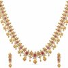 TARINIKA Tarinika Antique Gold Plated Ahaana Long Necklace Set With Floral Design - Indian Jewelry Sets For Women | Perfect For Ethnic Occasions | Traditional South Indian Necklace | 1 Year Warranty* Jewelry Sets