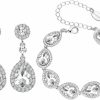 mecresh Mecresh Flower Teardrop Earring And Bracelets Silver/Gold/Champagne Bridal Jewelry Sets For Women Jewelry Sets