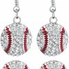 Frodete Baseball Earrings For Women Leather Softball Stud Earring Baseball Jewelry Fashion Ball Earrings For Sport Ball Fans Or Player Jewelry Sets