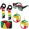 Ketays Ketays Juneteenth Outfit African Accessories Sets For Women Jamaica Sunglasses Rasta Beaded Bracelet Wood Dangle Earrings Jewelry Sets