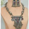 Siddhatva Siddhatva Designer Statement Afghani Antique Oxidised Silver Indian Party Ethnic Tassel Ghungroo Bells Tribal Gypsy Necklace Jewelry Set Women Jewelry Sets