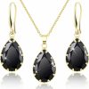 Linawe Linawe Crystal Jewelry Sets For Women, Diamond Pendant Necklace, Rhinestone Drop Dangle Earrings, Matching Wedding Jewelry, Birthstone Cubic Zirconia, 14K Gold/Rose Gold/Silver Tones Jewelry Sets