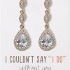 A+O A+O Bridesmaid Earrings, Teardrop Cubic Zirconia Crystal Earrings In Silver, Gold, Rose Gold Jewelry Sets