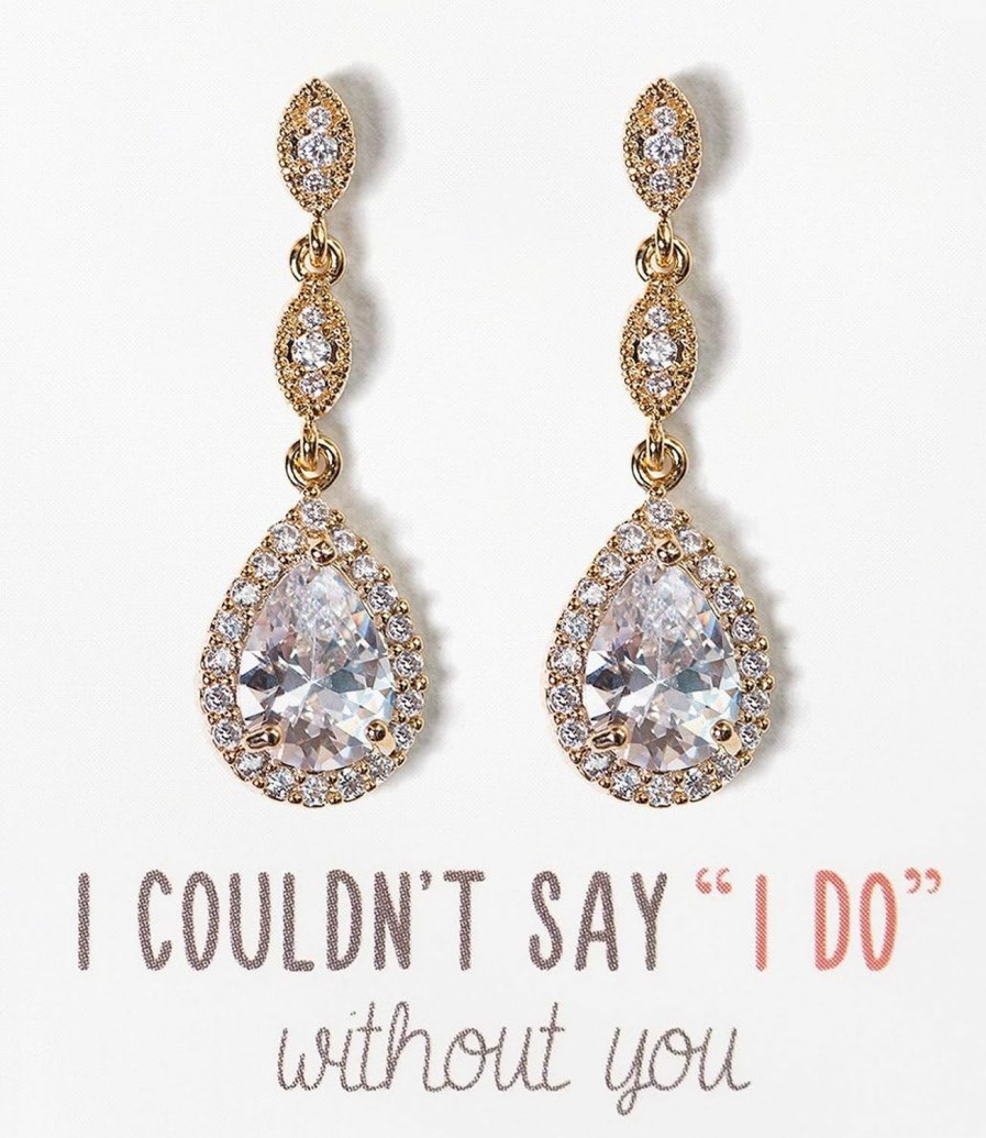 A+O A+O Bridesmaid Earrings, Teardrop Cubic Zirconia Crystal Earrings In Silver, Gold, Rose Gold Jewelry Sets