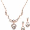 Mariell Mariell Rose Gold Vintage Crystal Necklace And Earrings Wedding Jewelry Set For Brides, Bridesmaids, Prom Jewelry Sets