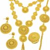 SUVAN JEWELRY Ethiopian Tassel 24K Gold Plated Jewelry Sets For Women Arabic Wedding Indian Bridal Dubai Necklace Earrings Bracelet Ring Set For Lady Wife Mother Jewelry Sets