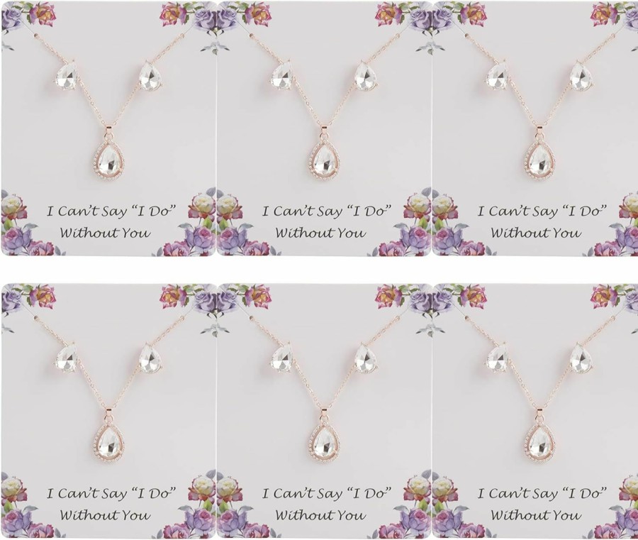 HUAYUAN Huayuan I Can'T Say I Do Without You | 1-4-6-8 Sets Bridesmaid Jewelry Sets For Women Girls 18K Gold/Rose Gold/Silver Plated Necklace And Earring Set For Wedding Gifts Jewelry Sets