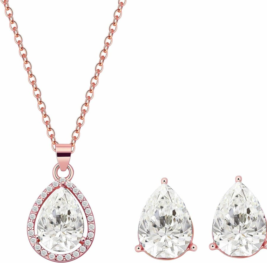 HUAYUAN Huayuan I Can'T Say I Do Without You | 1-4-6-8 Sets Bridesmaid Jewelry Sets For Women Girls 18K Gold/Rose Gold/Silver Plated Necklace And Earring Set For Wedding Gifts Jewelry Sets