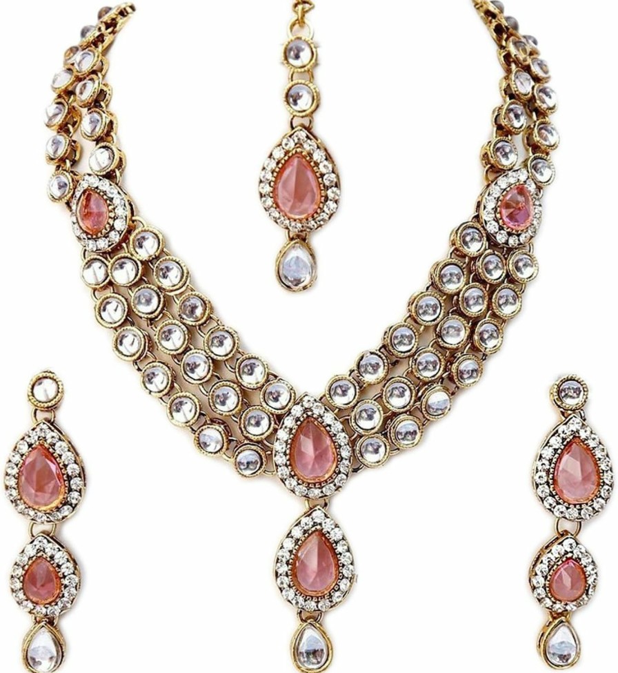 I Jewels I Jewels Indian Bollywood Gold Plated Kundan Jewelry Set For Women (Ij315) Jewelry Sets