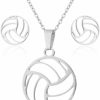 Fuqimanman2020 Fuqimanman2020 Stainless Steel Volleyball Necklace Set Volleyball Pendant Necklace Set Sport Jewelry Jewelry Sets