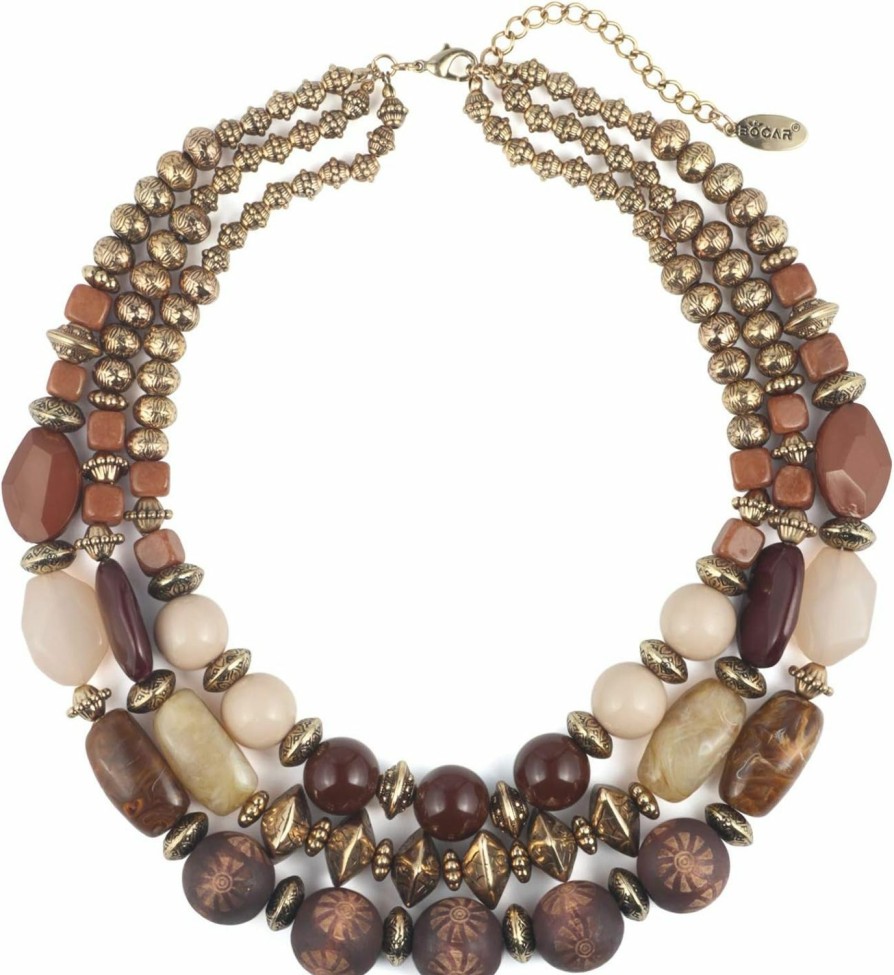 Bocar Bocar 3 Layer Chunky Statement Beaded Necklace Set With Earrings Fashion Multi Layer Women Collar Necklace Jewelry Sets