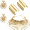 SONNYX Sonnyx African Collar Choker Necklace Earrings Bangle Set For Women Gold Statement Tooth Shape Tribal African Costumes Jewelry Accessories For Theme Party Halloween Jewelry Sets