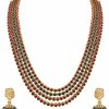 I Jewels I Jewels Gold Plated Indian Wedding Bollywood Multi Layers Kundan Fancy Necklace Jewellery Set With Earrings For Women & Girls (Mc148Qg) Jewelry Sets