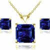 B. BRILLIANT Jewelry Sets For Women, Necklace And Earring Sets For Women, Birthstone Jewelry, Genuine Or Synthetic Gemstone, Princess Square Solitaire, Pendant Necklace, Stud Earrings, Silver Jewelry Or Gold Flash Jewelry Sets