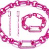 Donabus Donabus Statement Pink Jewelry Set,Dopamine Brights Electroplated Chunky Chain Bracelet+Necklace+Earring Set For Partywear Jewelry Sets