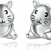 HongZhuan Jewelry 925 Sterling Silver Guinea Pig Earrings Stud Necklace Hamster Pendant Cute Animal Jewelry Gifts For Women Teen Girls Jewelry Sets