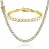 putouzip Putouzip Tennis Chain Necklace Bracelet For Women 18K Gold Plated 3/4/5Mm Round Cut Faux Diamond Link Chains Set Gift Fit Men Ladies Jewelry Sets