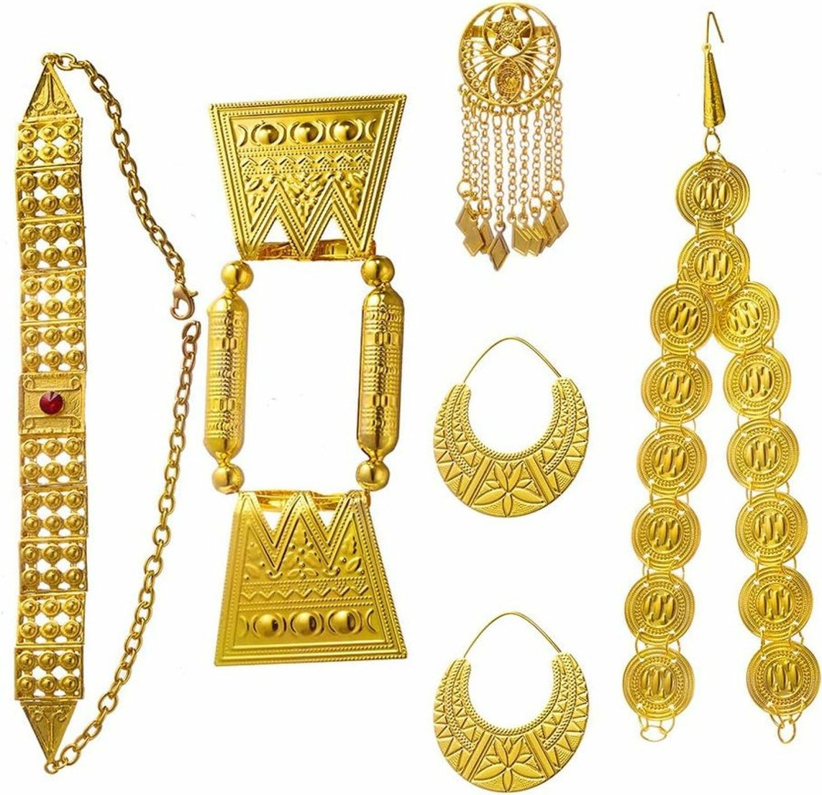 Ethlyn Gold Color Red Stone Women Eritrean Traditional Wedding Jewelry Sets Jewelry Sets