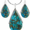 Turquoise Network Turquoise Necklace Pendant & Earrings Set Genuine Turquoise 20\" Necklace Jewelry Sets