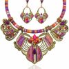 YAZILIND Yazilind Chunky Necklace Earrings Women'S Bohemian Chain Tribal Jewelry Set Handmade Geometric Charm Bib Choker Necklaces Jewelry Sets