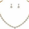 WeimanJewelry Weimanjewelry White Gold/Gold/Rose Gold Plated Women Cubic Zirconia Round Cut Cz Bridal Necklace And Drop Earring Set For Bride Wedding Jewelry Sets