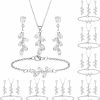 Trnayi 8 Sets Bridesmaid Jewelry Set For Wedding Silver Necklace Earrings Set Teardrop Wedding Bridal Jewelry Set Crystal Rhinestone Backdrop Necklace Earring Sets For Prom Women Jewelry Sets