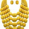 JHWZAIY Jhwzaiy 5 Layered Colorful Beaded Statement Chunky Necklaces For Women Fashion African Tribal Costume Jewelry Earring Set Multi Strand Bead Collar Choker Bib Handmade Jewelry Sets