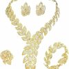 Campsis Campsis Crystal Necklace Gold Bib Style Necklace Jewelry Sets