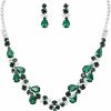 Rosemarie Collections Rosemarie Collections Women'S Stunning Rhinestone Crystal Teardrop Statement Necklace Hypoallergenic Drop Earrings Set, 15\"+6\" Extender Jewelry Sets