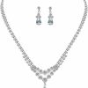 UDYLGOON Udylgoon Teardrop Bride Bridesmaid Crystal Necklace Earrings Jewelry Set For Women Wedding Prom Jewelry Sets