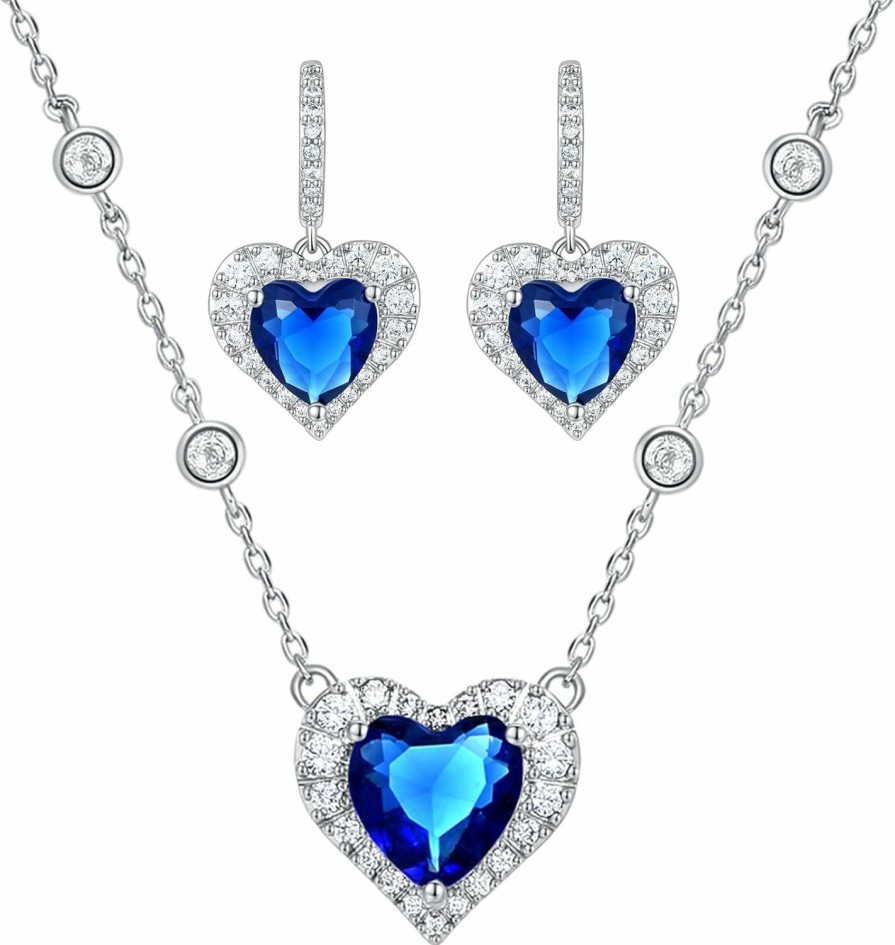 MAARRING Maarring Heart Jewelry Set - Heart Pendant Necklace Earrings Set With Aaa Cubic Zirconia, Jewelry Sets For Women Bridal Wedding Birthday Party Valentin'S Day… Jewelry Sets