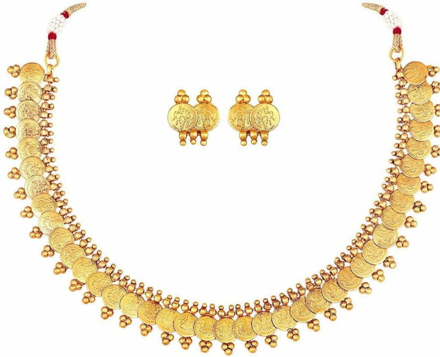 I Jewels I Jewels 18K Gold Plated Indian Wedding Bollywood Golden Necklace Jewellery With Earrings For Women & Girls (Mc04) Jewelry Sets