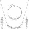 FANCIME Fancime Jewelry Set 925 Sterling Silver White Gold Necklace Bracelet Dangle Earrings With Simulated Diamonds Cz Fine Jewelry Wedding Party Prom Christmas Gifts For Women Girls Her Bride Bridesmaid Jewelry Sets