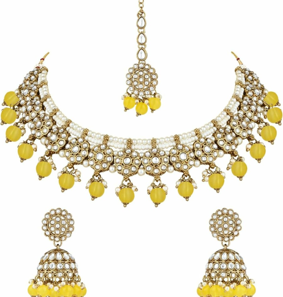 I Jewels I Jewels Gold Plated Unique Design Multi Layer Statement Handmade Choker Necklace Jewellery & Jhumka Earring Set For Women/Girls Jewelry Sets