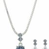 Nine West Nine West Women'S Boxed Necklace/Pierced Earrings Set, Silver/Blue, One Size Jewelry Sets