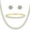 PORYIMEE Poryimee Tennis Necklace Bracelet Earrings Silver / 14K Gold Plated Sparkling Rhinestone Choker Necklaces Dainty Crystal Cubic Zirconia Bridal Wedding Jewelry For Women Jewelry Sets