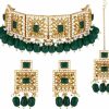 Aheli Aheli Faux Pearl Green Necklace With Earrings Indian Traditional Bollywood Jewelry Set For Women Girls Jewelry Sets