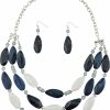 Bocar Bocar 3 Layer Beads Statement Necklace Earring For Women Jewelry Set Jewelry Sets