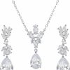 SWEETV Sweetv Wedding Jewelry Sets For Brides Bridesmaid,Cubic Zirconia Teardrop Bridal Necklace Earrings Set Wedding Prom Jewelry For Women Jewelry Sets